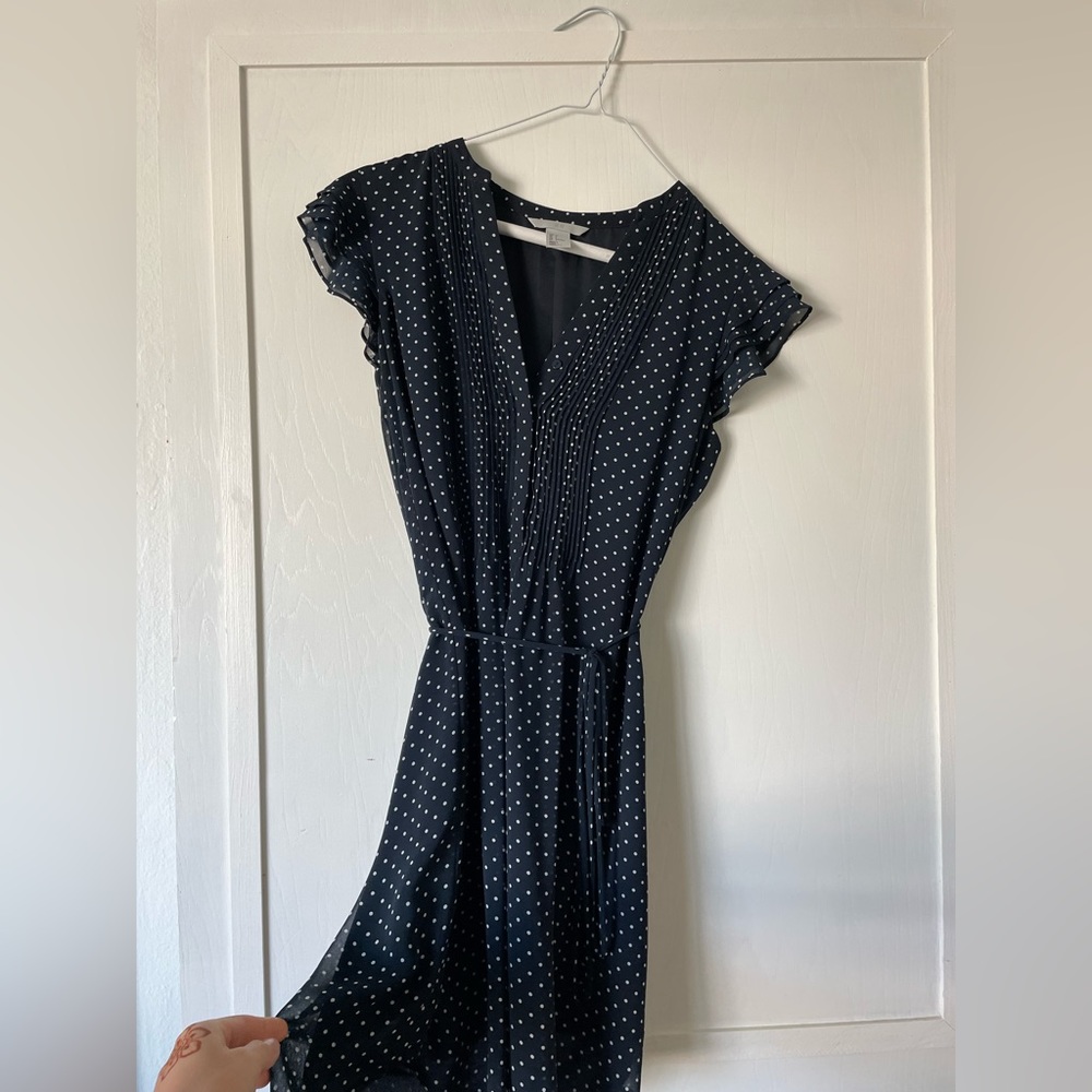 Navy Blue Polka-Dot Dress